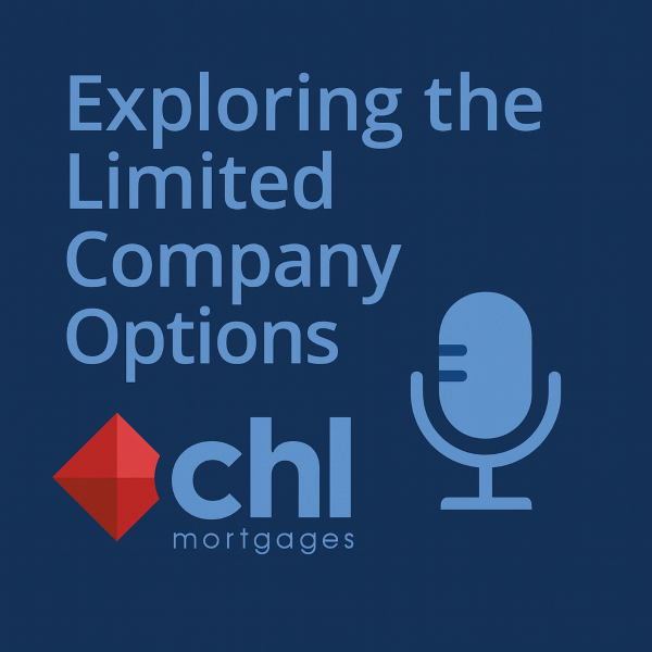 A 600×600 square graphic on a dark blue background (#232942) with light blue Open Sans text (#5b7dbc) reading “Clients with Complex Cases” on the left, and a simple light blue microphone icon on the right. Along the bottom, smaller uppercase text reads “SPECIALIST LENDING SOLUTIONS