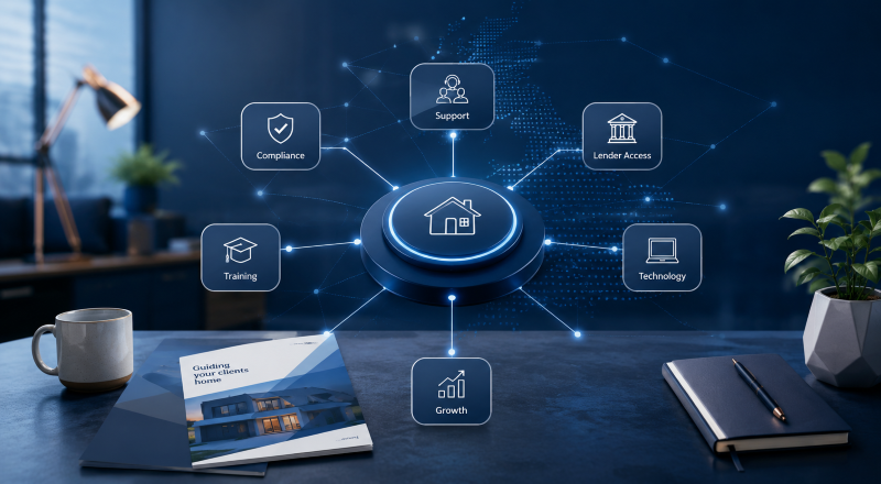 Mortgage Network Infrastructure connecting adviser support, compliance, training, lender access, technology and business growth.