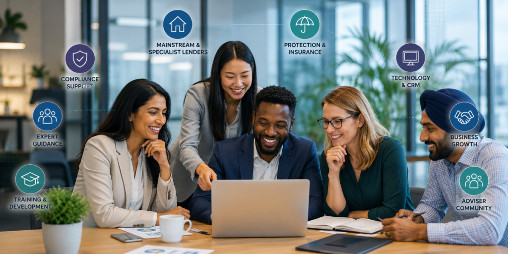 Selecting the Right Mortgage Network for ARs with a multicultural team of advisers reviewing compliance, lender access, training, technology and business growth support