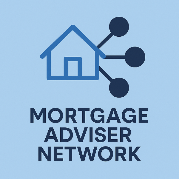 A modern square graphic representing a Mortgage Adviser Network. The design features abstract house and network-style interconnected nodes, with a professional, trustworthy aesthetic suitable for financial services branding.