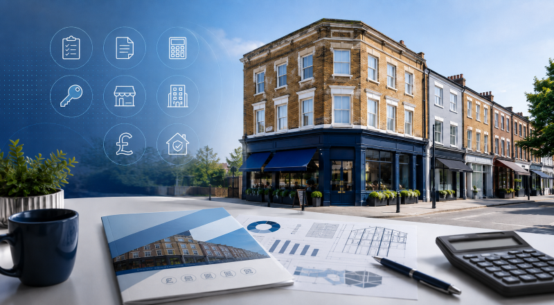 Semi-commercial mortgages guide featuring a mixed-use property with retail space below and residential accommodation above.