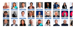 Grid of small headshots showing a mix of men and women in professional portrait photos, arranged in several rows against mostly plain backgrounds.