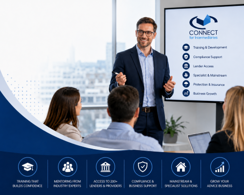 Mortgage Adviser Academy UK training session with broker mentoring, compliance support, lender access and business growth guidance from Connect for Intermediaries.